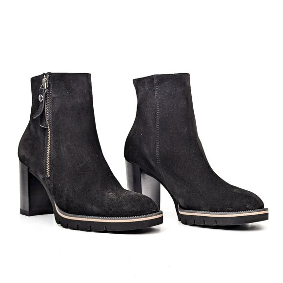 Paul Green Women Sloane Western Black Suede Heeled Zip Boots size 9 US AUS 6.5 - Picture 1 of 8